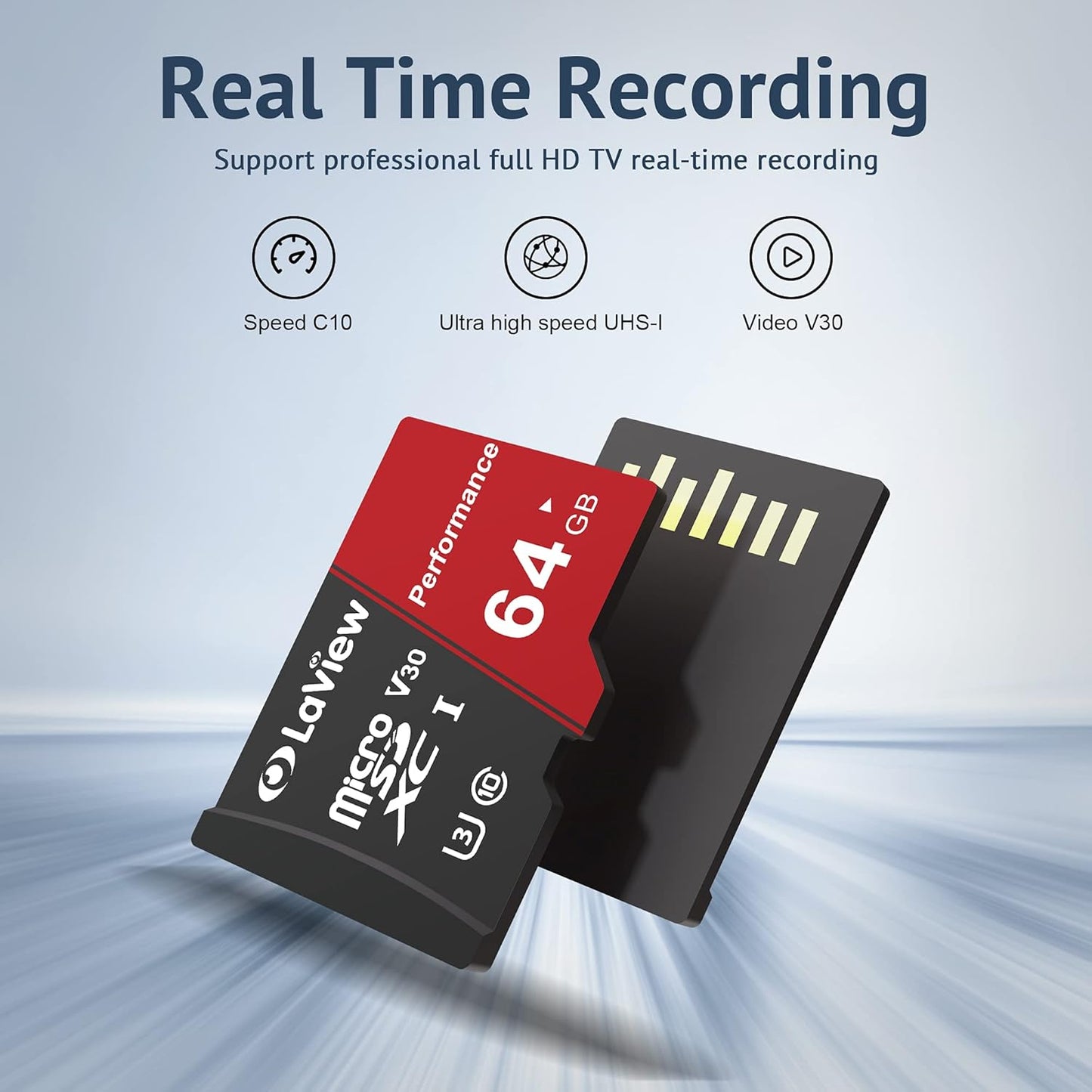 64GB Micro SD Card 2 Pack, Micro SDXC UHS-I Memory Card – 95Mb/S,633X,U3,C10, Full HD Video V30, A1, FAT32, High Speed Flash TF Card P500 for Computer with Adapter/Phone/Tablet/Pc