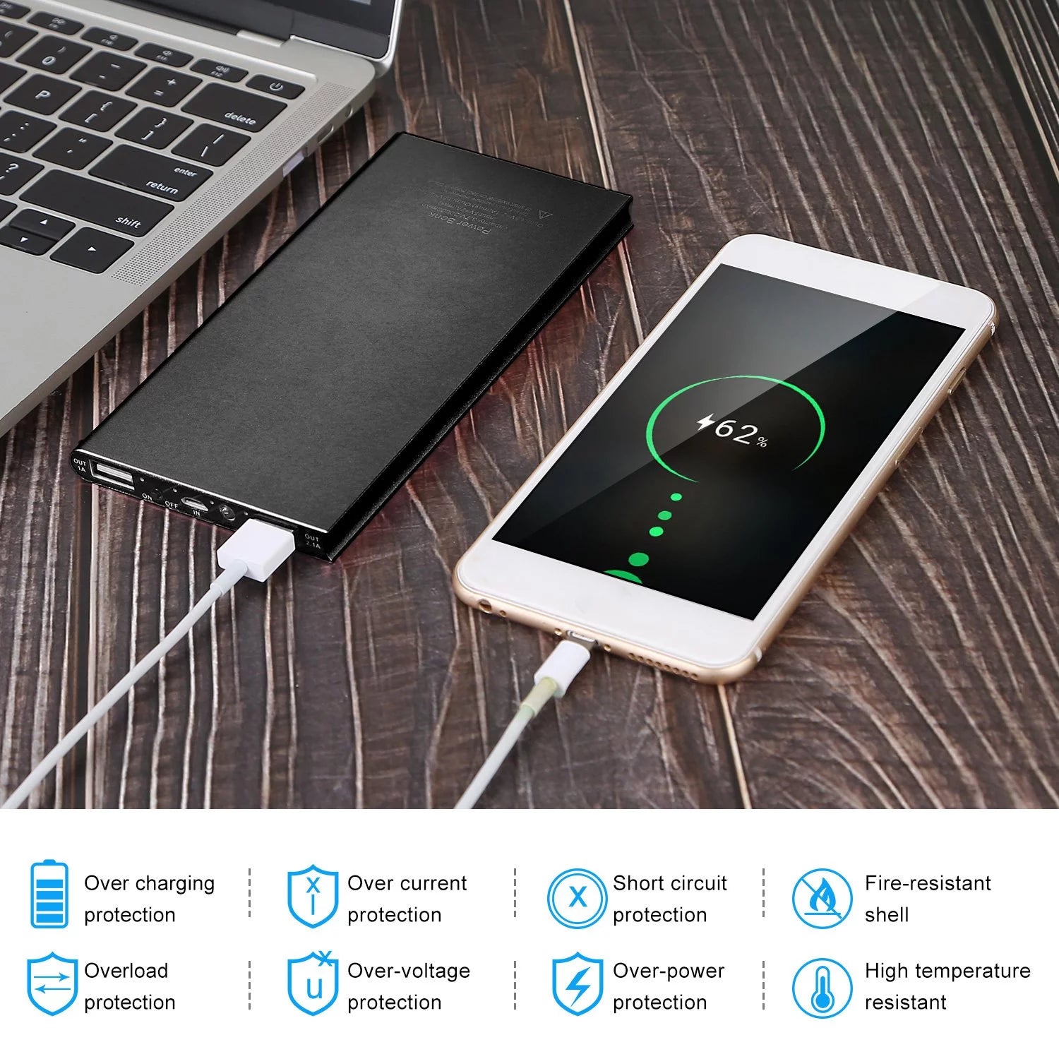 5V 2.1A Power Bank for Heated Vest  20000Mah Battery Pack for Heated Jacket Dual USB Power Bank for Heated Clothing Blanket Gloves for Men Women Black Hot Pink Rose Gold