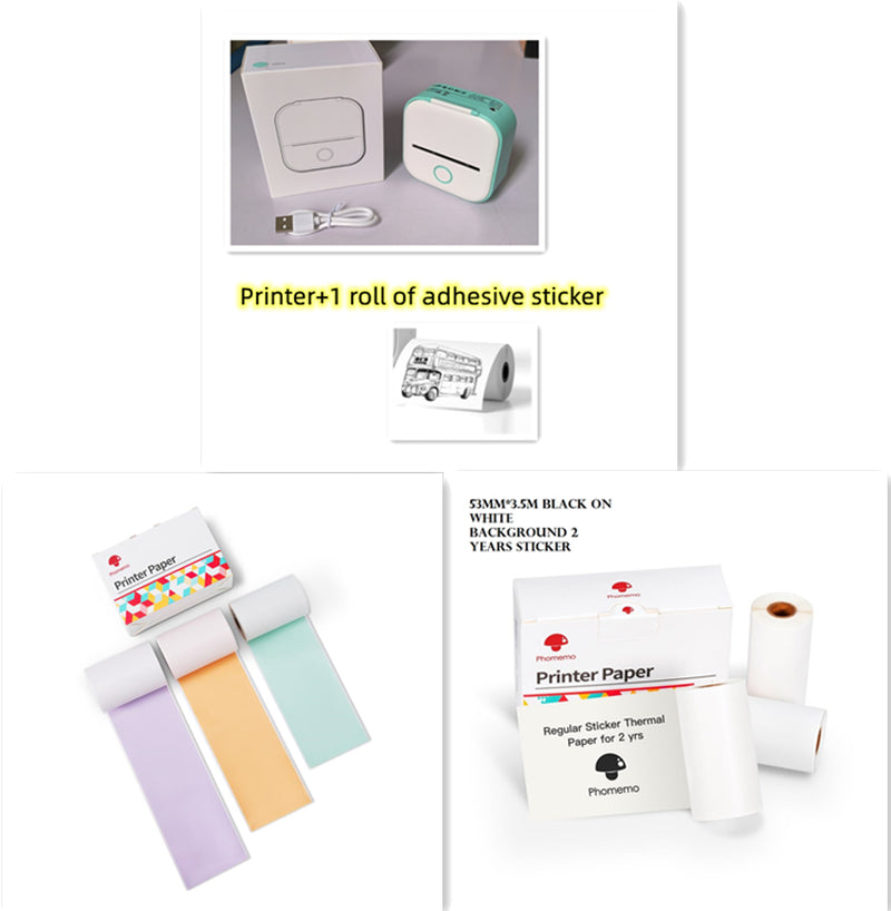 Portable Mini Thermal Label Printer Home Photo Printer Student Wrong Question Printer Bluetooth-Compatible Mini Label Printer Price Tag