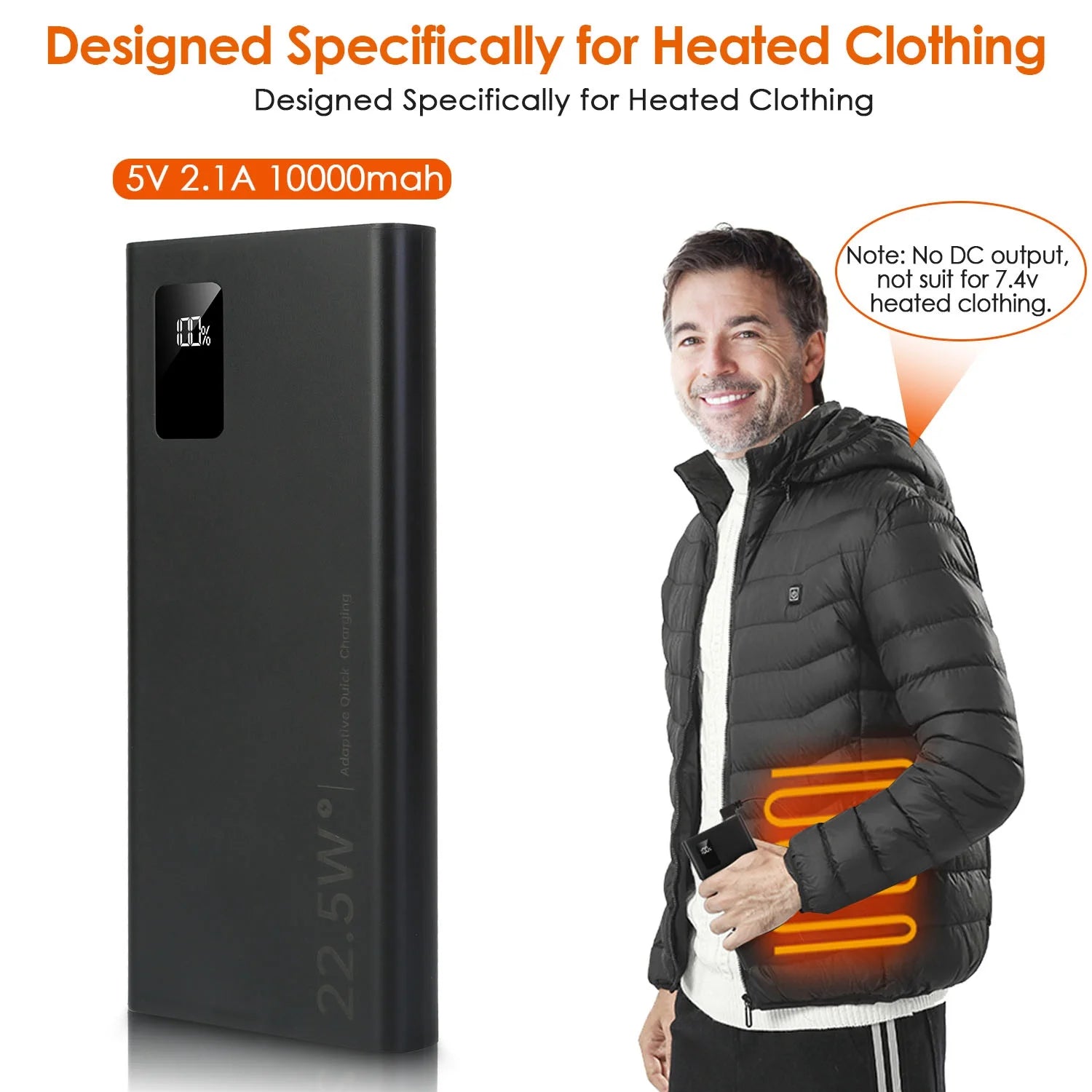 5V 2.1A Power Bank for Heated Vest  20000Mah Battery Pack for Heated Jacket Dual USB Power Bank for Heated Clothing Blanket Gloves for Men Women Black Hot Pink Rose Gold